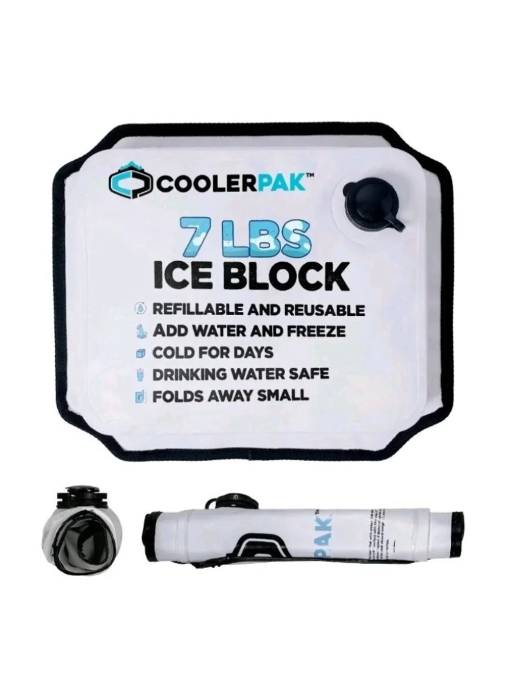 CoolerPak 7lb Refillable Reusable Drainable Ice Pack  Stainless Snaps Set Of TWO